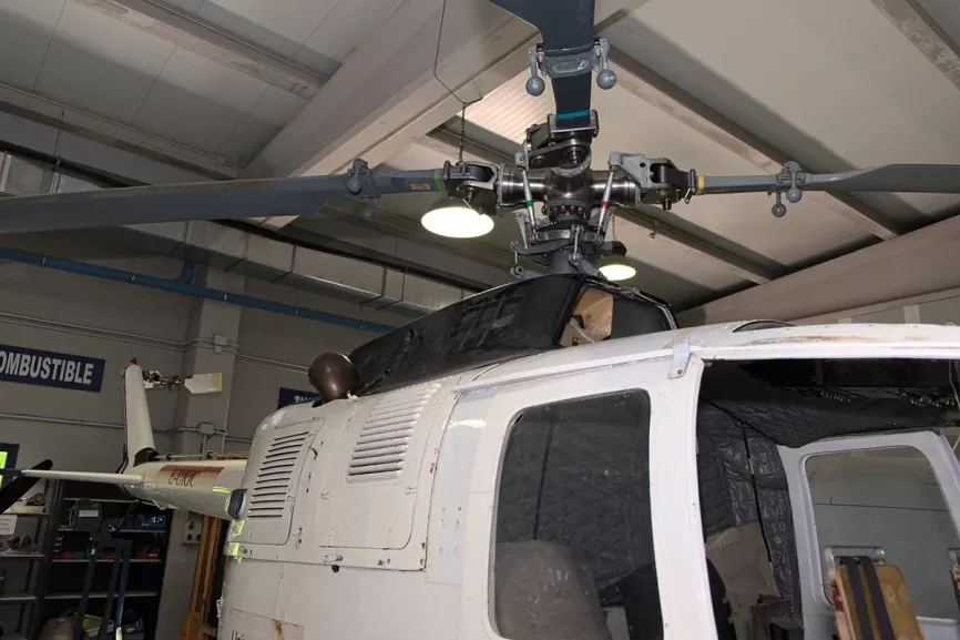 Helicóptero BO.105. Foto: Aviation Group Helicóptero BO.105 en las instalaciones de Aviatión Group en Fuenlabrada. Foto: Aviation Group