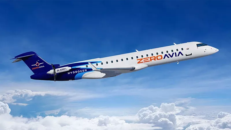 Recreacin realizada por ordenador de un avin regional impulsado con el sistema hidrgeno-elctrico de ZeroAvia.