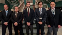 De izquierda a derecha, Enrique Maurer (Enaire), Carlos San Jos (COPAC), Benito Nez (Ministerio), Antonio Alonso (Aprocta) y Razvan Ularescu (Eurocontrol)