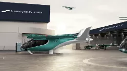 Recreacin del eVTOL de Eve Air Mobility en instalaciones de Sgintature Aviatin.
