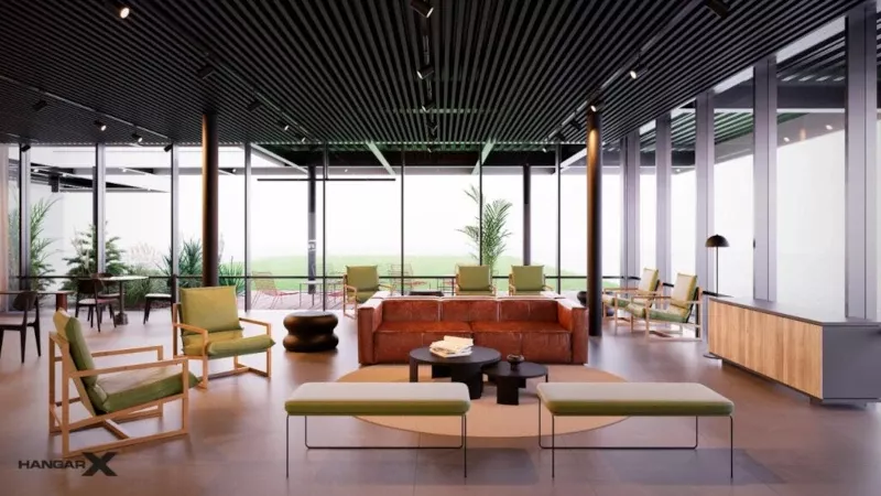 Interior de la nueva terminal ejecutiva del aeropuerto de Punta del Este.