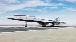 Recreacin del futuro avin supersnico Overture de Boom Supersonic. 