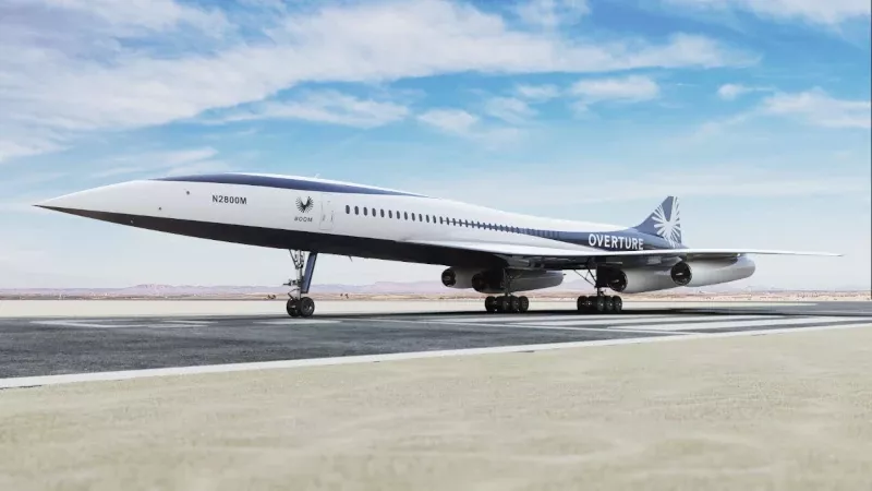 Recreacin del futuro avin supersnico Overture de Boom Supersonic. 