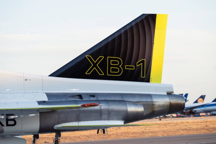 XB-1 con el que Boom Supersonic voló sin estruendo sónico a Mach 1.12. Boom Supersoni